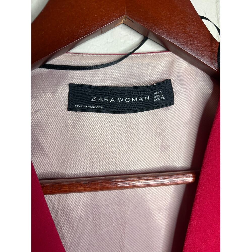 ZARA Woman Cape Blazer Jacket Fuchsia Pink Open Front Slit Sleeve Small 2-8 - Picture 4 of 5